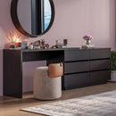 Escrivaninha em L ou Reta 140cm 6 Gavetas Preto [PROMOÇÃO]